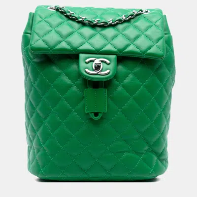 Pre-owned Chanel Green Small Lambskin Urban Spirit Backpack