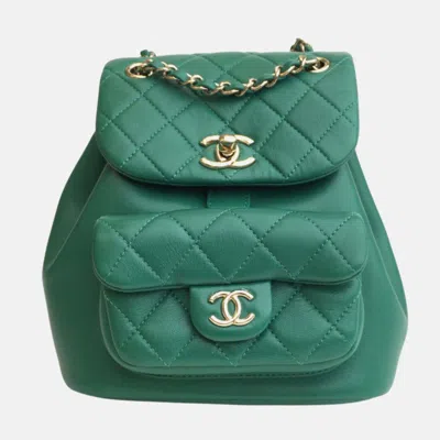 Pre-owned Chanel Green Small Quilted Duma Backpack