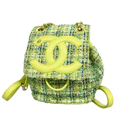 Pre-owned Chanel Green Tweed Backpack ()