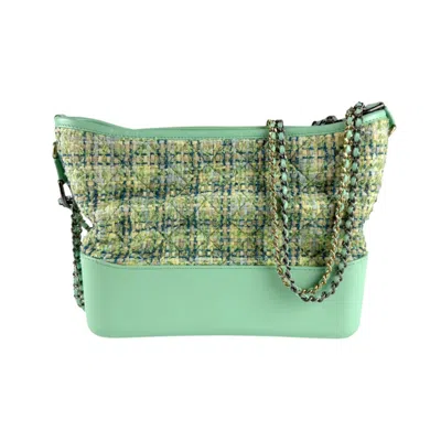 Pre-owned Chanel Green Tweed Leather Shoulder Bag ()