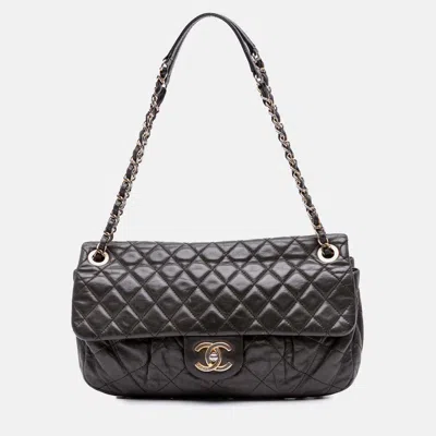 Pre-owned Chanel Grey Calfskin Quilted Chic Flap Bag