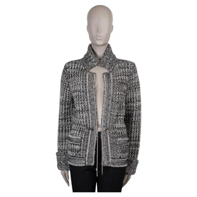 Pre-owned Chanel Grey Cashmere 11a Byzance Beaded Knit Jacket 40 M In Gray