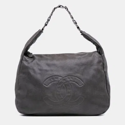 Pre-owned Chanel Grey Caviar 31 Hobo Bag In Gray