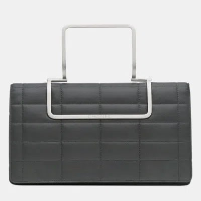 Pre-owned Chanel Grey Chocolate Bar Nylon Convertible Clutch In Gray