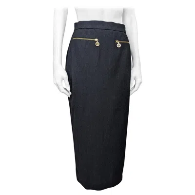 Pre-owned Chanel Grey Flannel Stretch Pencil Skirt In Gray
