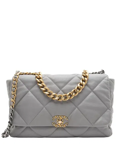 Chanel Grey Lambskin 19 Maxi Flap Shoulder Bag (authentic Pre-loved)