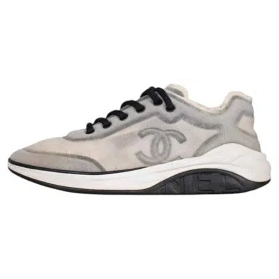 Pre-owned Chanel Grey Mesh Textile Sneakers - Size 39 In Gray
