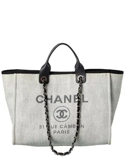 Pre-owned Chanel Grey Monogram Canvas Deauville 2 Way Tote (authentic Pre-loved)