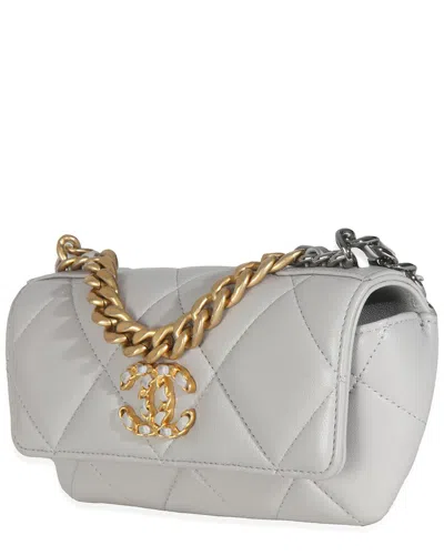 Pre-owned Chanel Grey Quilted Lambskin 19 Sunglasses Case With Chain (authentic Pre-  Loved)