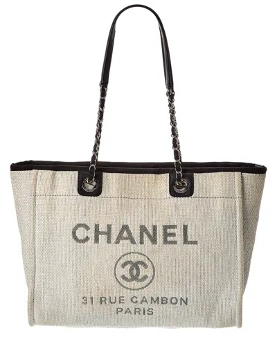 Chanel Grey Raffia Small Deauville Tote (authentic Pre-loved)