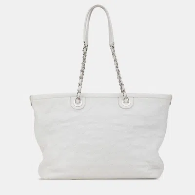 Pre-owned Chanel Grey Small Quilted Caviar Daily Shopping Tote In Gray