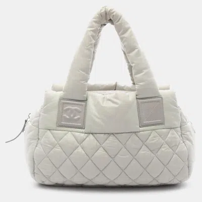 Pre-owned Chanel Grey Small Quilted Nylon Coco Cocoon Tote In Gray