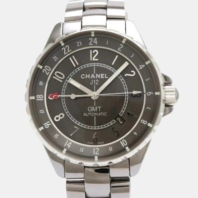 Pre-owned Chanel Grey Titaium Ceramic J12 H3099 Automatic Men's Wristwatch 41 Mm