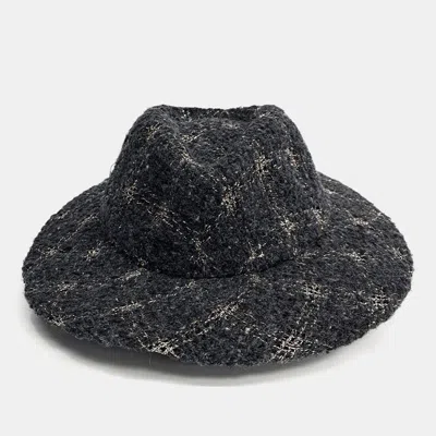 Pre-owned Chanel Grey Tweed Fedora In Gray