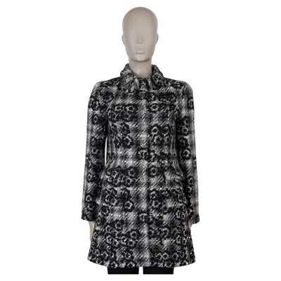Pre-owned Chanel Grey Wool 05a Camellia Tweed Coat Jacket M In Gray