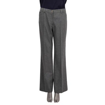Pre-owned Chanel Grey Wool 2005 05a Wide Leg Pants 42 L In Gray