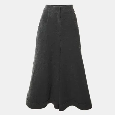 Pre-owned Chanel Grey Wool Wide Leg Culottes M In Gray