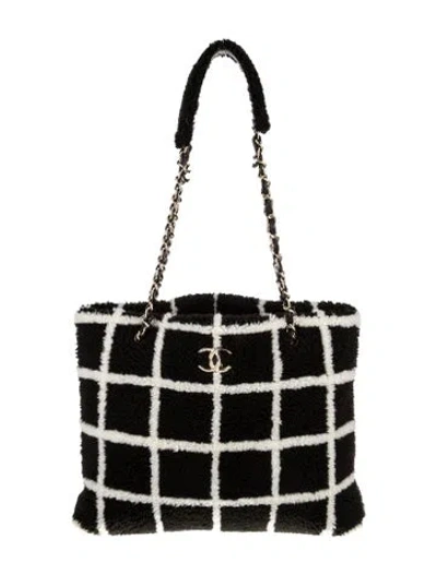 Pre-owned Chanel Grid Shearling Shopping Tote In Multi