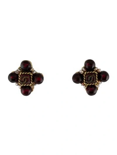 Pre-owned Chanel Gripoix & Faux Pearl Clip-on Earrings In Multi