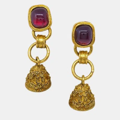 Pre-owned Chanel Gripoix Bell Dangle Clip-on Earrings