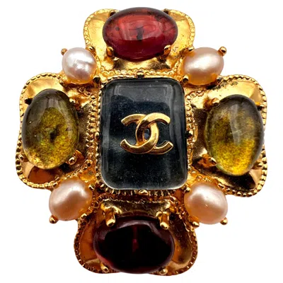 Pre-owned Chanel Gripoix Melted Glass Brooch 1997 Paris In Multi