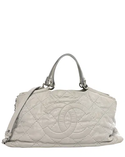 Pre-owned Chanel Gris Clair Iridescent Calfskin Leather Quilted Small Sea Hit Tote  (authentic Pre-loved)