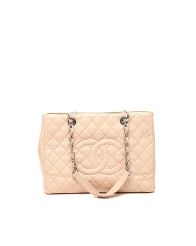 Pre-owned Chanel Gst Grand Shopping Tote Bag In Sand