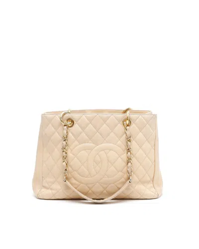Pre-owned Chanel Gst Grand Shopping Tote Bag In Sand