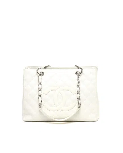 Pre-owned Chanel Gst Grand Shopping Tote Bag In White