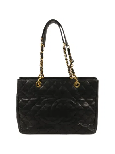 Pre-owned Chanel Gst Leather Tote Bag In Black