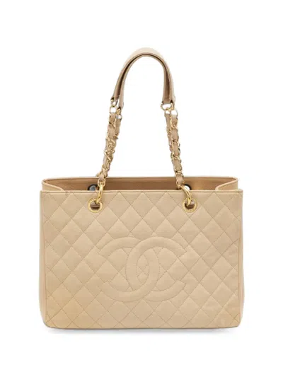 Pre-owned Chanel Gst Quilted Tote Bag In Neutrals