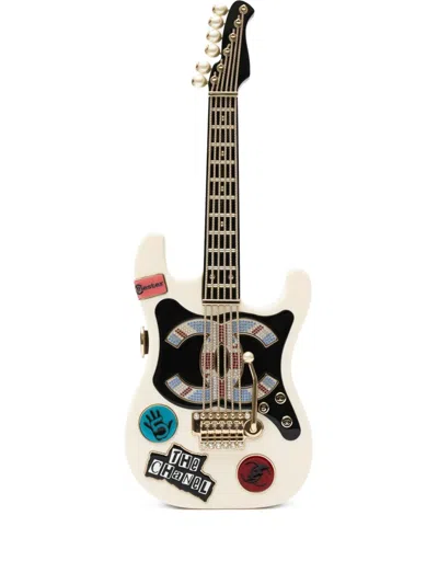 Pre-owned Chanel Guitar Clutch Bag In White