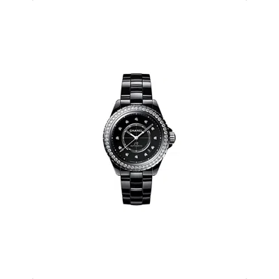 Pre-owned Chanel Black H6526 J12 Ceramic, Steel And 1.51ct Diamond Mechanical Watch