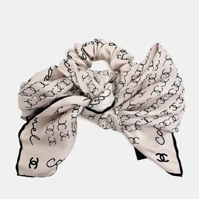 Pre-owned Chanel Hair Scrunchie And Scarf In Sand