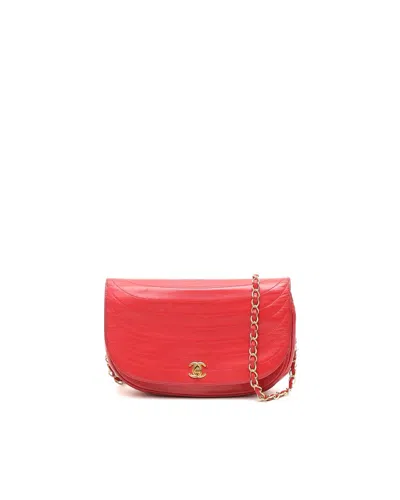 Chanel Half Moon Bag In Red
