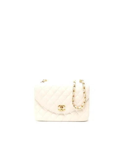 Pre-owned Chanel Half Moon Chain Bag In White