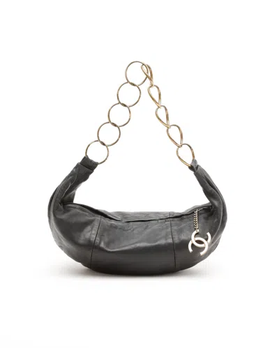 Chanel Half Moon Chain Shoulder Bag In Black