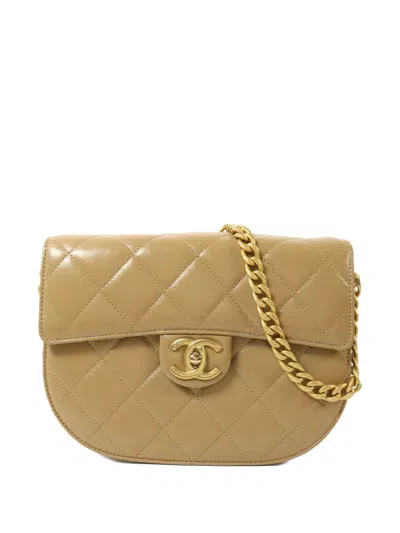 Pre-owned Chanel Half Moon Quilted Shoulder Bag In Neutral