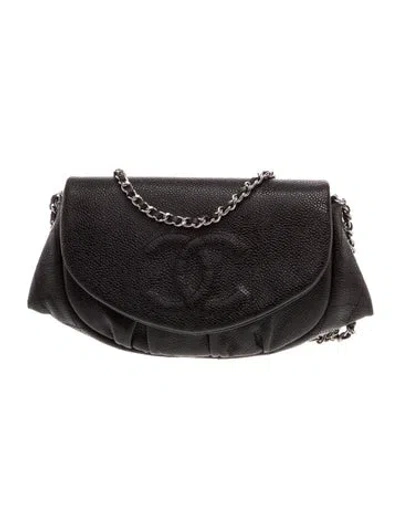 Pre-owned Chanel Half Moon Wallet On Chain In Black