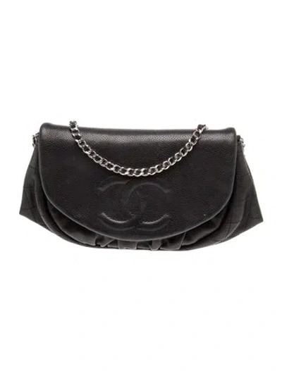 Pre-owned Chanel Half Moon Wallet On Chain In Black