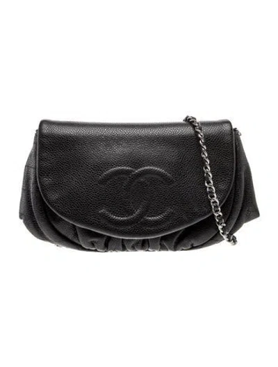 Pre-owned Chanel Half Moon Wallet On Chain In Black