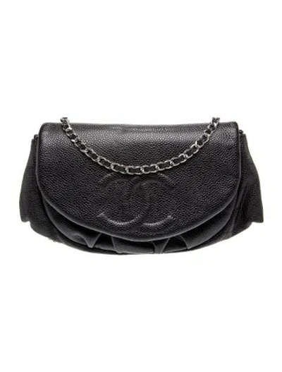Pre-owned Chanel Half Moon Wallet On Chain In Black