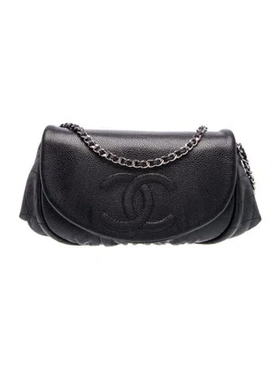 Pre-owned Chanel Half Moon Wallet On Chain In Black