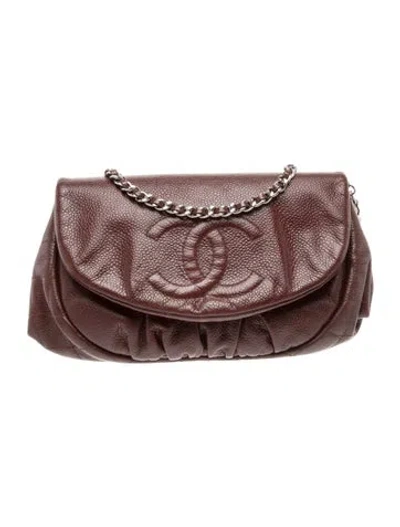 Pre-owned Chanel Half Moon Wallet On Chain In Burgundy
