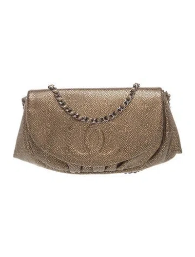 Pre-owned Chanel Half Moon Wallet On Chain In Gold/metallic