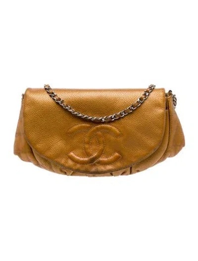 Pre-owned Chanel Half Moon Wallet On Chain In Neutral