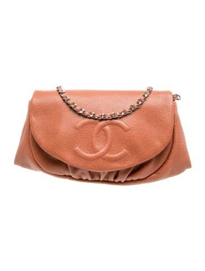 Pre-owned Chanel Half Moon Wallet On Chain In Orange