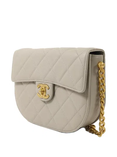 Pre-owned Chanel Half-moon Shoulder Bag In Gray