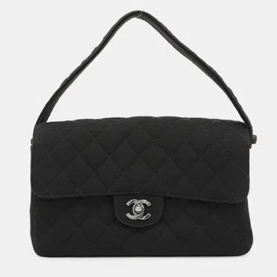 Pre-owned Chanel Handbag Matelasse Coco Mark Double-faced Cotton Black