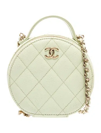 Pre-owned Chanel Handle With Care Round Vanity Case In Green